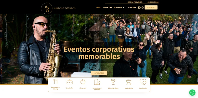 Portada de Asados y Bocados con el hero de eventos corporativos.