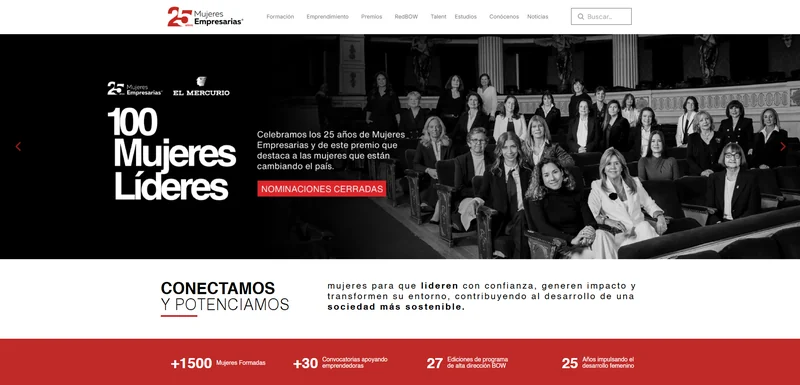 Portada de me.cl con el premio 100 Mujeres Líderes.